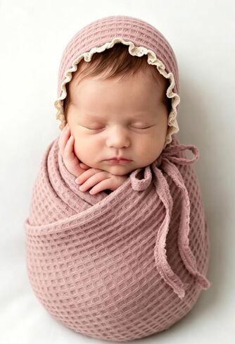 Newborn Photo Prop Blanket Hat,for Baby Boy Girl Photoshoot Stretch Blanket in Saudi Arabia