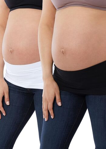 Ingrid & Isabel Basics - Bellaband - Belly Bands for Pregnant Women (L/XL), Black & White, 2 Pack in Kuwait