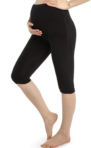Ferrieswheel Story Maternity Shorts for Women Pregnancy Leggings Capri Over Belly Pregnant Pants in Saudi Arabia