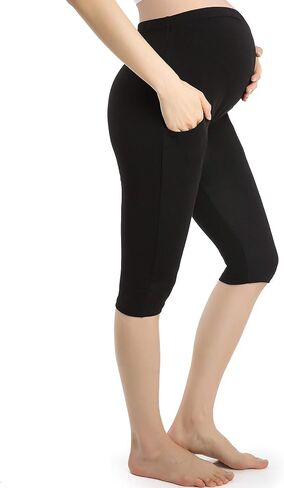Ferrieswheel Story Maternity Shorts for Women Pregnancy Leggings Capri Over Belly Pregnant Pants in Saudi Arabia