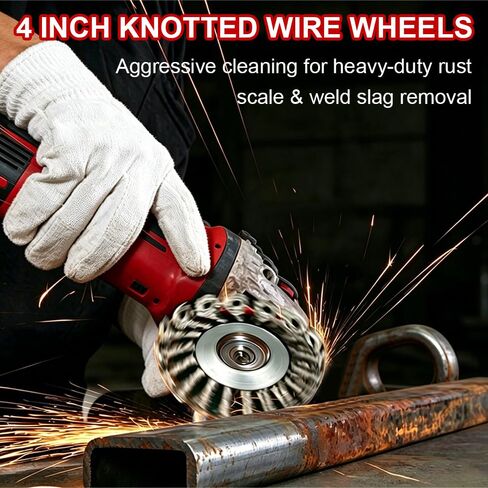 9-Pack 4-1/2" Wire Wheel for Angle Grinder with 5/8" Thread Arbor | 4 Inch Knotted Twist Carbon Steel Wire Brush for Grinder, for Heavy-Duty Rust, Paint Removal, Metal Cleaning in Saudi Arabia