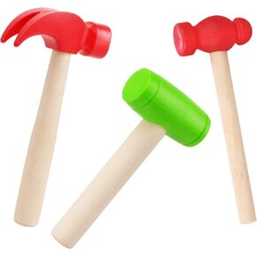 3pcs Wooden Mallet Toy Hammer Simulation Wooden Hammers Small Plastic Toddler Fake Hammer Portable Maintenance Kids Tools Toys Pretend for Boys Girls in Saudi Arabia