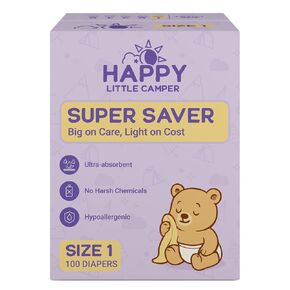 Happy Little Camper Super Saver Diapers, Size 6, 25 Count | Budget-Friendly Disposable Baby Diapers for Sensitive Skin | Hypoallergenic, Fragrance-Free, Ultra Absorbent in Kuwait
