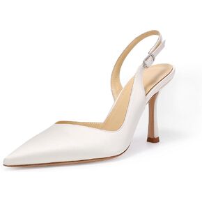 Ivory Bridal Heels for Women Wedding Shoes Cow Leather Sole Genuine Sheep Leather Lining and Sock in Kuwait