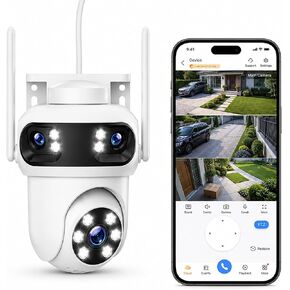 Triple-Lens Security Camera Wireless Outdoor, WiFi Camera for Home Security, Auto-Tracking, 24/7 Record, IP66 Waterproof Outdoor Indoor, Compatible with Camcamp Wireless Security Camera System in Kuwait
