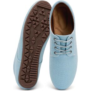 Ecetana Women's Casual Denim Loafers - Comfortable Lace-Up Flats with Memory Foam - Non-Slip Walking Shoes for Work, Travel & Daily Commute in Saudi Arabia
