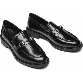 Bernal Women's Platform Loafers - Chunky Heel Slip-On Moccasins with Buckle for Business Office Work School & Casual Wear in Kuwait