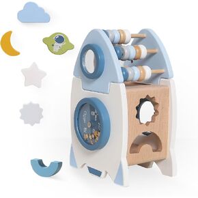 Wooden Space Toy for Baby, Montessori Toys for Babies, Toddler Rocket Toy, Sensory Activity Cube Learning Game, 1st Birthday Gift for Boys and Girls in Saudi Arabia