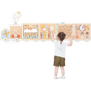 Pillowhale Train Activity Wall Busy Board, Wooden Montessori Sensory Toys, 12-in-1 Learning Activity Center for Playroom,Daycare, Nursery, Classroom, Educational Toys for Toddler | 12-in-1 Learning Activity Center for Playroom,Daycare, Nursery, Classroom, in Kuwait