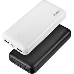 Miady 2-Pack Portable Charger 22.5W Power Bank 20000mAh Travel Battery Pack | Fast Charging丨Dual USB丨3 Outputs 2 Inputs丨High Capacity丨Compatible with iPhone 17 Android etc丨74Wh丨for Camping丨Black+White in Kuwait