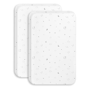 Papablic 2-Pack Baby Bassinet Sheets Fitted Mattress 33" x 21.6" | Starry Night, 100% Cotton, Fits Papablic 2-in-1 Mesh Bedside Sleeper and Standard Bassinet Mattress Pads in Saudi Arabia