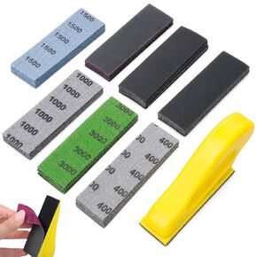 70PCS Fine Grit Sandpaper, Micro Detail Sander Paper Kit, Wet Dry Sandpaper, Grit 400 600 800 1000 1500 2000 3000, 3.5"x 1"Hand Sanding Block with Hook and Loop Sanding Strips for Crafts Woodworking in Saudi Arabia