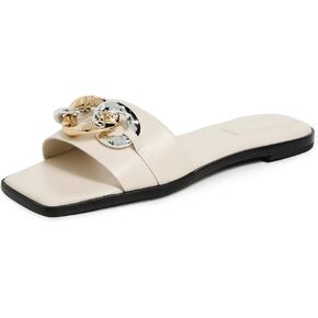 SIMKHAI Women's Arlo Chain Leather Flat Slides in Kuwait