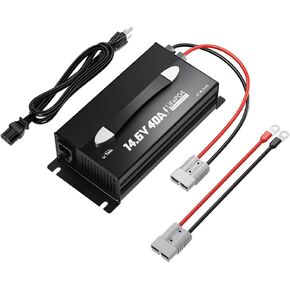 LiTime 14.6V 40A Lithium Battery Charger, Mountable for 12V LiFePO4 Battery with Handle and LED Indicator, AC-DC Smart Charger for 12.8V LiFePO4 Batteries, 40A Fast Charging for RVs, Home in Saudi Arabia