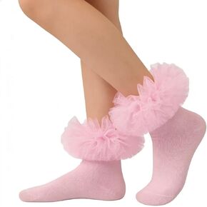 Girls Ruffle Socks Fluffy Ruffle Princess Dress Socks Newborn/Infant/Toddler/Girls in Kuwait