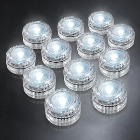 HL Submersible LED Lights,Yellow Mini LED Tea Light,150 Hour Runtime | Waterproof Battery Powered Small Flameless Lights for Weddings,Vases,Home,Festivals and Parties,12pcs (Built-in 24 Batteries) in Saudi Arabia