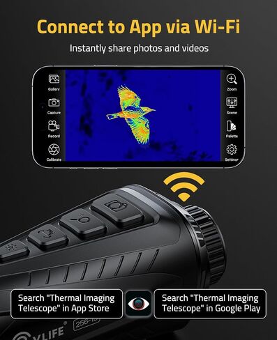 CVLIFE 256x192 Thermal Monocular - 15mm Lens, 1024x768 HD Display, 50Hz Frame Rate Night Vision Thermal Imaging - 6 Color Modes, WiFi Handheld Monocular for Hunting Camping in Saudi Arabia