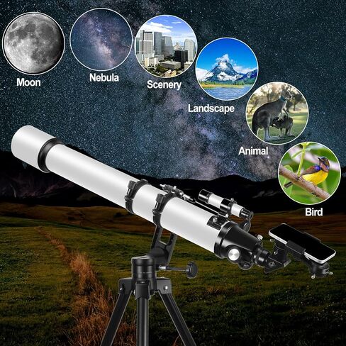 Telescope for Adults High Powered, 90mm Aperture 1000mm Refractor Telescopes for Adults Astronomy Telescopio with High Precision Adjustment, Ultra-Stable Vertisteel AZ Mount Base Tripod, Phone Adapte in Saudi Arabia