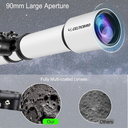 Telescope for Adults High Powered, 90mm Aperture 1000mm Refractor Telescopes for Adults Astronomy Telescopio with High Precision Adjustment, Ultra-Stable Vertisteel AZ Mount Base Tripod, Phone Adapte in Saudi Arabia