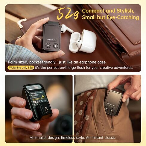 فلاش VILTROX Vintage Z2-N قابل للطي صغير TTL، ومضات كاميرا TTL 10 وات 5 مستويات 700 طاقة كاملة، 6500 ± 200 كيلو GN6، 2s فلاش Speedlite وقت إعادة التدوير لكاميرات نيكون in Kuwait
