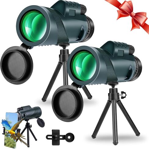 80x100 High-Power Binoculars Two-Piece Set with Phone Mount and Tripod, Featuring BAK4 Prisms and FMC-Coated Lenses Ideal for Hunting,Stargazing,Birdwatching,Wildlife Observation, Camping, and Hiking in Saudi Arabia