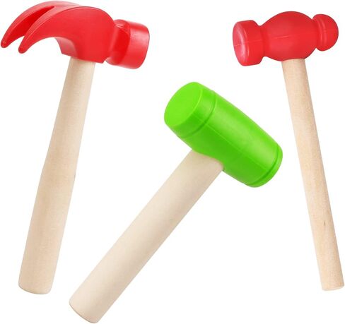3pcs Wooden Mallet Toy Hammer Simulation Wooden Hammers Small Plastic Toddler Fake Hammer Portable Maintenance Kids Tools Toys Pretend for Boys Girls in Saudi Arabia