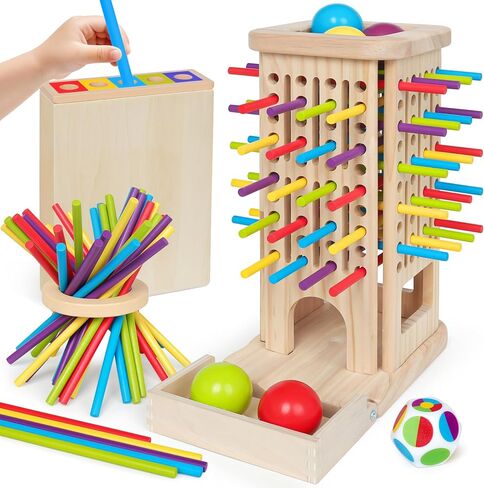 Wooden Sorting Toy Montessori Color & Shape Sorter Class Activity Toddlers Fine Motor Game Teaching Tool for Colors and Shapes Recognition, Birthday Gifts for Boys and Girls in Saudi Arabia