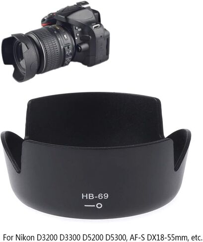 HB-69 Mount Camera Lens Hood for D3200 D3300 D5200 D5300 DX18-55mm in Saudi Arabia