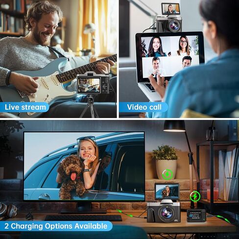 4K Digital Camera for Photography with WiFi 64MP Auto-Focus Vlogging Camera for YouTube Video 3'' 180° Flip Screen 4K Cameras 16X Zoom Anti-Shake Compact Point and Shoot Cameras with SD Card in Kuwait