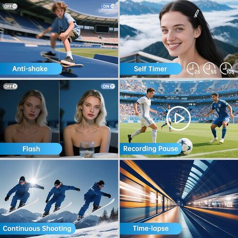 4K Digital Camera for Photography with WiFi 64MP Auto-Focus Vlogging Camera for YouTube Video 3'' 180° Flip Screen 4K Cameras 16X Zoom Anti-Shake Compact Point and Shoot Cameras with SD Card in Kuwait