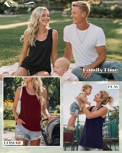 4 Pack Women's Nursing Tank Tops, 4-Color, Large | Breastfeeding Sleeveless Shirts, Hidden Zippers, Scoop Neck, Loose Maternity Tops, Postpartum Tees, Summer Pumping Outfits in Saudi Arabia