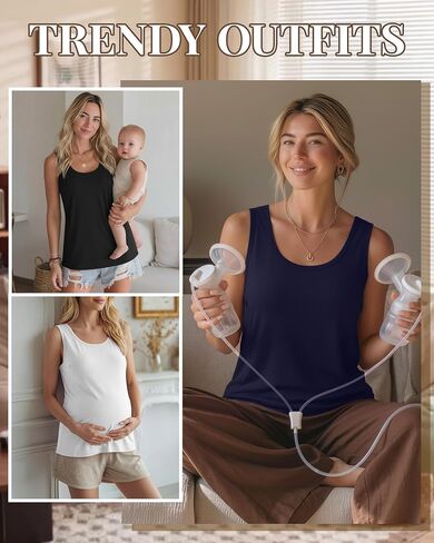 4 Pack Women's Nursing Tank Tops, 4-Color, Large | Breastfeeding Sleeveless Shirts, Hidden Zippers, Scoop Neck, Loose Maternity Tops, Postpartum Tees, Summer Pumping Outfits in Saudi Arabia