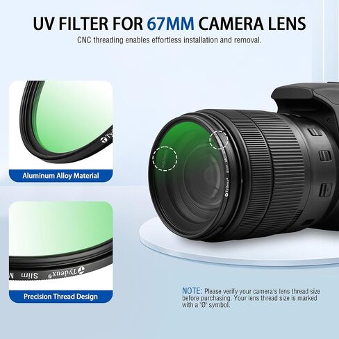 67mm UV Filter, 3.2mm Ultra Slim Frame HD Optical Glass | 16-Layer Multi-Coating, 99% Transmittance, Waterproof Scratch-Resistant Protection Filter for Camera Lens in Saudi Arabia