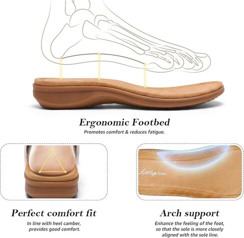 Littleplum Womens Bohemian Flat Sandals Comfortable Elastic Ankle Strap & Non Slip Walking Shoes With Arch Support For Summer Casual Vacation Casual White Size 7 in Saudi Arabia