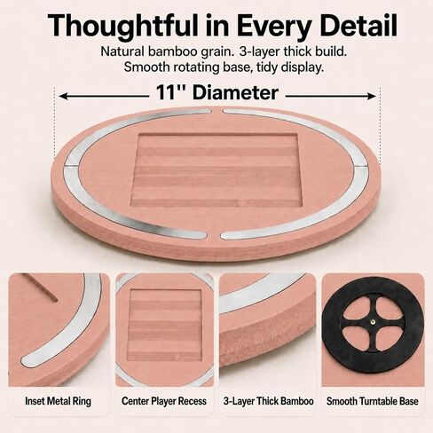 Tonies Figures Organizer for Toniebox 1/2, Bamboo Turntable | Center slot, magnetic ring, smooth 360° spin, 3-layer bamboo, natural grain, water-based PU finish in Kuwait