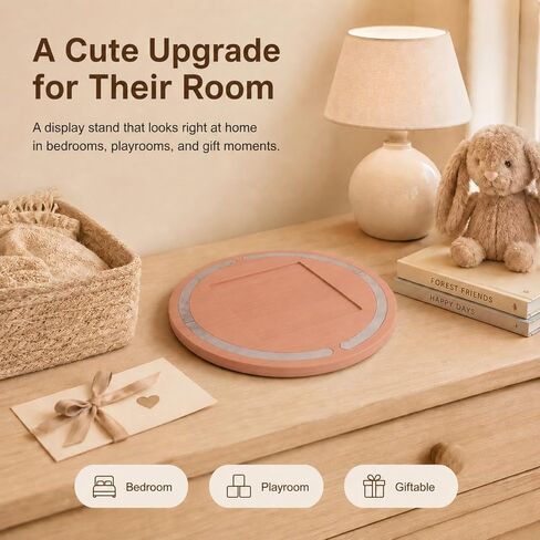 Tonies Figures Organizer for Toniebox 1/2, Bamboo Turntable | Center slot, magnetic ring, smooth 360° spin, 3-layer bamboo, natural grain, water-based PU finish in Kuwait