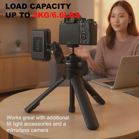 Mini Camera Tripod, One-Touch Quick Open & Fold, with 1/4" Screw Mount | Adjustable Portable Camera & Phone Stand, Compact Tripod for Action Cam, Vlog Recording, Streaming & Zoom Meetings in Saudi Arabia