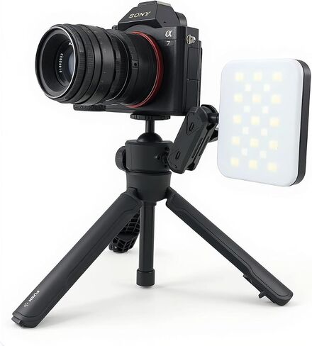 Mini Camera Tripod, One-Touch Quick Open & Fold, with 1/4" Screw Mount | Adjustable Portable Camera & Phone Stand, Compact Tripod for Action Cam, Vlog Recording, Streaming & Zoom Meetings in Saudi Arabia