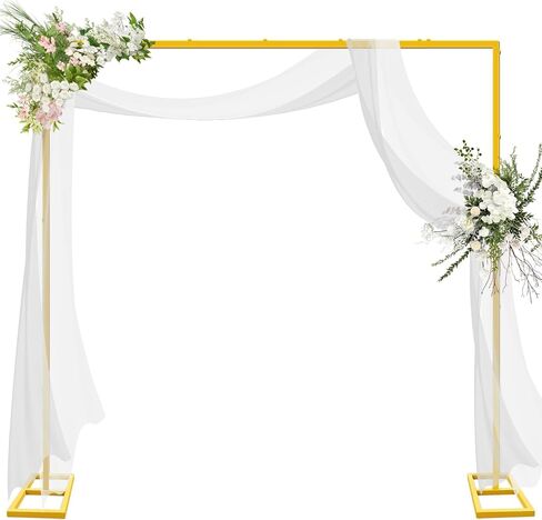 YIJXPOIN 8FT x 8FT Heavy Duty Adjustable Arch Backdrop Stand, Gold Square Back Drop Metal Balloon Arch Stand Kit Frame for Party Wedding Birthday Photobooth Decorations in Saudi Arabia