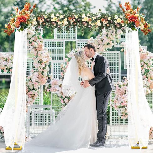 YIJXPOIN 8FT x 8FT Heavy Duty Adjustable Arch Backdrop Stand, Gold Square Back Drop Metal Balloon Arch Stand Kit Frame for Party Wedding Birthday Photobooth Decorations in Saudi Arabia