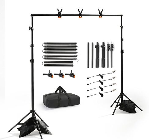 Backdrop Stand 6.5x10FT Photo Background Stand Kit with Carrying Bag and 3 Clamps for Photo Video Shooting, Babyshower, Party (6.5ft x 10ft) in Saudi Arabia