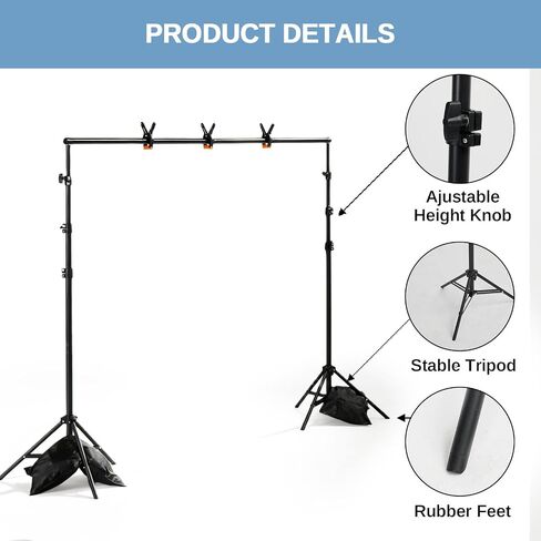Backdrop Stand 6.5x10FT Photo Background Stand Kit with Carrying Bag and 3 Clamps for Photo Video Shooting, Babyshower, Party (6.5ft x 10ft) in Saudi Arabia