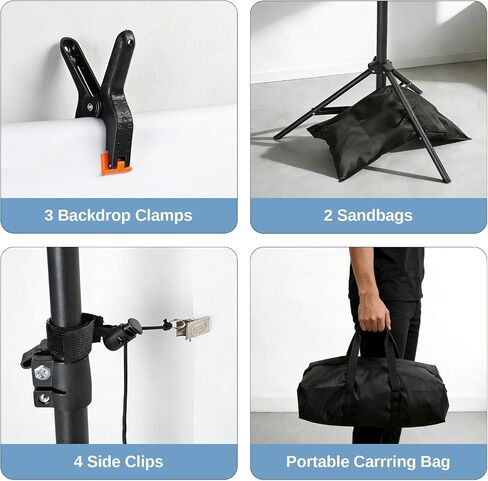 Backdrop Stand 6.5x10FT Photo Background Stand Kit with Carrying Bag and 3 Clamps for Photo Video Shooting, Babyshower, Party (6.5ft x 10ft) in Saudi Arabia