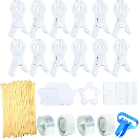 12PCS Transparent Backdrop Spring Clamps, Large Balloon Arch Clips, Transparent Balloon Clips with 100 Long Balloons, 40 Retaining Buckle, Adhesive, Chain Strap, Tie Tool for Wedding Party Decor Arch in Kuwait