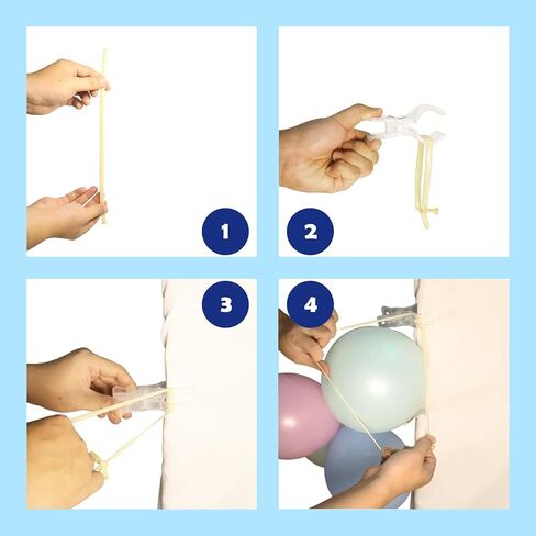 12PCS Transparent Backdrop Spring Clamps, Large Balloon Arch Clips, Transparent Balloon Clips with 100 Long Balloons, 40 Retaining Buckle, Adhesive, Chain Strap, Tie Tool for Wedding Party Decor Arch in Kuwait