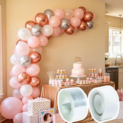 12PCS Transparent Backdrop Spring Clamps, Large Balloon Arch Clips, Transparent Balloon Clips with 100 Long Balloons, 40 Retaining Buckle, Adhesive, Chain Strap, Tie Tool for Wedding Party Decor Arch in Kuwait