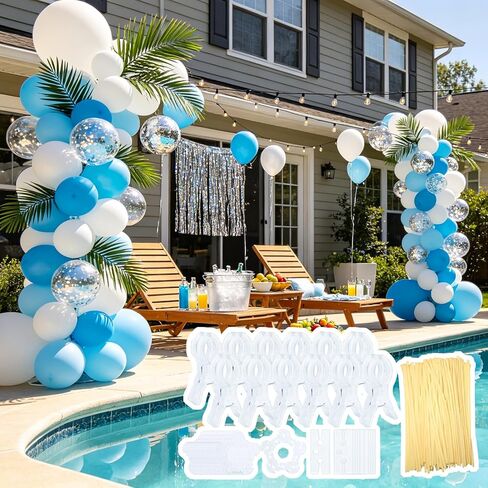 12PCS Transparent Backdrop Spring Clamps, Large Balloon Arch Clips, Transparent Balloon Clips with 100 Long Balloons, 40 Retaining Buckle, Adhesive, Chain Strap, Tie Tool for Wedding Party Decor Arch in Kuwait