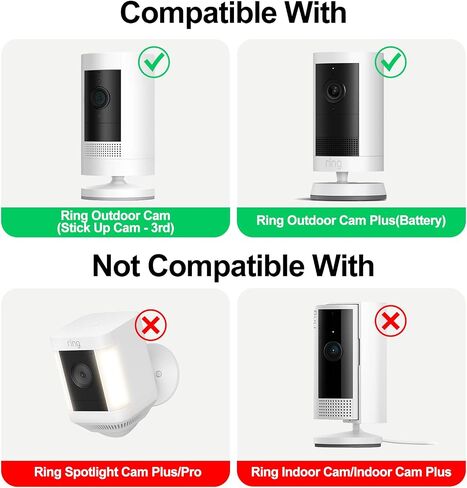 2Pack Camera Wall Mount for Ring Stick Up Cam & Ring Outdoor Cam Plus, 360°Adjustable No Drilling Ring Camera Holder for Surveillance Camera System, White in Saudi Arabia