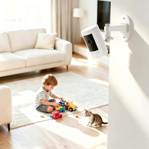 2Pack Camera Wall Mount for Ring Stick Up Cam & Ring Outdoor Cam Plus, 360°Adjustable No Drilling Ring Camera Holder for Surveillance Camera System, White in Saudi Arabia