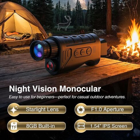 Night Vision Monocular Full HD1080P Video Long Distance Infrared Night Vision Goggles Binoculars for Hunting, Camping, Travel, Surveillance 8GB Inside in Saudi Arabia